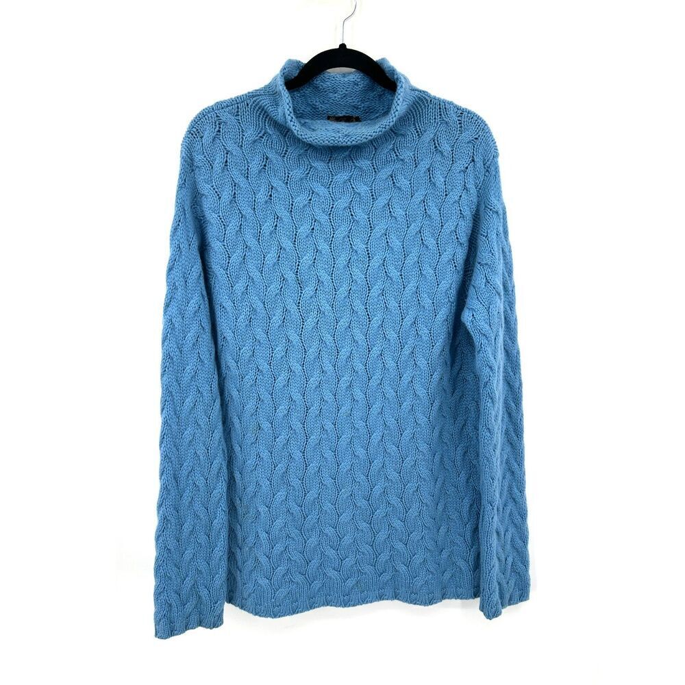 LORO PIANA Women's 100% Cashmere Cable Knit Cowl Neck Fisherman Sweater Size 48